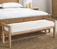 Dorsey Boucle Upholstered Accent Bench by Modus Furniture Round Bench At Foot Of Bed Bedroom, Benches For The Foot Of The Bed, Boucle Bench End Of Bed, Coastal Contemporary Bedroom, Boucle Bench, Bench End Of Bed, Decorative Bench, Upholstered Entryway Bench, Box Spring Bed Frame