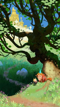 the little prince and the big bad looking tree in disney's animated movie, sleeping under