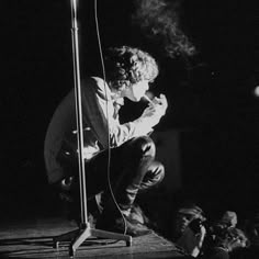 On Stage, A Man, Black And White, Hair, White, Black