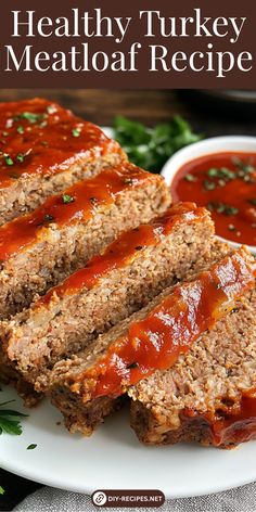 healthy turkey meatloaf recipe on a white plate