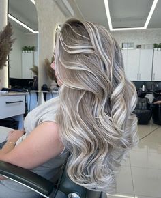 Ash Blonde Full Head Highlights, Icy Babylights, Long Hair With Blonde Highlights, Silver Blonde Hair Balayage, Blond Fall Hair, Silver Blonde Hair