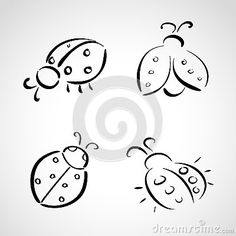 four ladybugs flying in the air