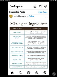 the instagram page on instagram com shows an image of someone's missing an ingredient