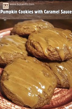 cookies with caramel sauce on a plate