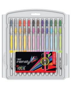 assorted markers and pens in a clear case with matching pen tip markers on each side