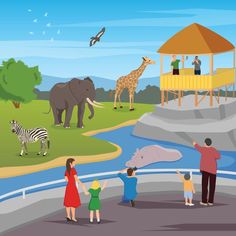 people looking at animals in the zoo - miscellaneous objects objects / objects cartoon, children's toys