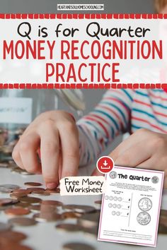 Preschool money recognition activities for preschool. Free printable q is for quarter money recognition worksheet. via @destinyblogger Preschool Letter Q, Counting Quarters, Math Activities For Toddlers, Tactile Learning, Math Activities For Kids, Activities For Preschool, Letter Q