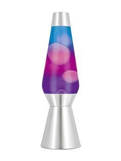 a blue and purple lamp on a white background