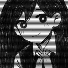 a black and white drawing of a girl with long hair wearing a shirt and tie