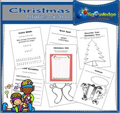 christmas activities for kids to do in the classroom with pictures and words on it, including santa