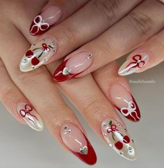 Red Nails For Summer, Chrome Red Nails, Red Nails Art, Chrome Red, Gel Glue, Cherry Nails, Nail Care Tips