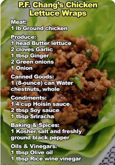 Lettuce Wrap, Recipes To Try At Home, Easy Chinese Recipes, Chicken Lettuce Wraps, Healthy Dinner Recipes Chicken, Dandelion Recipes, Chinese Cooking