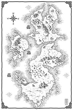 an old map that is drawn in black and white, with lots of small dots on it