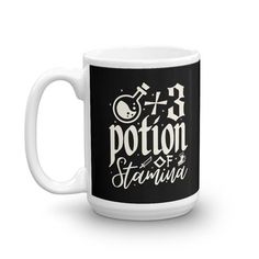 a black and white coffee mug with the words potton station on it