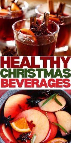 healthy christmas beverages with apples and oranges in the bowl, on top of each other