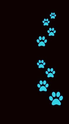 blue paw prints on the side of a black wall with light blue glow in the dark