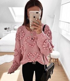 Bubble Knit Sweater, Dusty Pink Sweater, Cardigan Handmade, Sixth Form, Fashionably Late, Handmade Knitwear, Pink Bubbles, Comfy Fashion, Knit Fashion