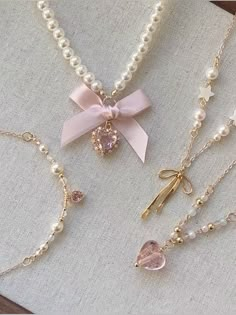 Croquette Accessories, Fairy Accessories Jewellery, Kalung Aesthetic, Coquette Accessory, Coquette Accessories, Jewelry Coquette, Ethereal Jewelry, Cute Items, Preppy Jewelry