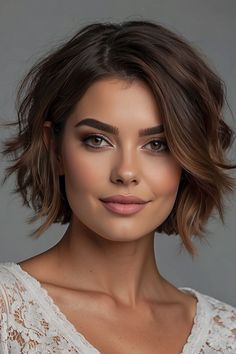 High Low Bob Haircut, Short Wavy Hair Color, Short Flippy Hairstyles, Flippy Hairstyles, 50 Hair, Chin Length Hair, Messy Short Hair, Hair 2024, Fun Hair