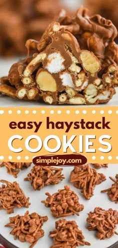 Add fun to your holidays by learning how to make haystack cookies! This cookie recipe is such a fun easy no-bake treat. Make it with the kids and they'll definitely love it! Be sure to save this pin for later! Chocolate Butterscotch Haystacks, Hay Stack Cookies Recipes, Peanut Haystacks Recipe, Recipe For Haystacks, No Bake Haystacks, Christmas Haystacks Recipe, Hay Stacks Recipe Haystack Cookies, Christmas Haystack Cookies, Easy Christmas Cookies For Exchange No Bake