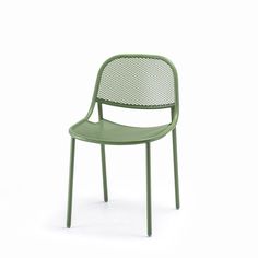 a green plastic chair on a white background