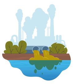 Dirty water stems from the pipe polluting the river. Discharge of liquid chemical waste. Factory in the background. The danger for the environment. Flat vector illustration for infographics. Advertisement Illustration, Chemical Waste, Liquid Waste, Flat Vector Illustration, Dirty Water, Flat Vector, Water Pipes