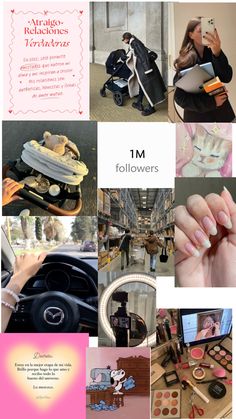 the collage shows many different things in this photo, including cosmetics and makeup products