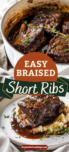 the cover of an easy braised short ribs recipe