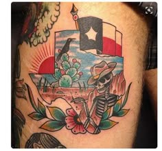 Texas Flag Tattoo, Outdoor Tattoo, Traditional Tattoo Man, Tato Tradisional, Cowboy Tattoos