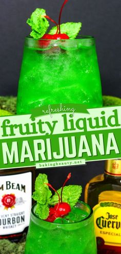 Liquid Marijuana, Summer cocktail recipe/ alcoholic drink Drinks You Cant Taste Alcohol, Best Liquor Drinks, Crazy Drinks Alcohol, Green Colored Alcoholic Drinks, Colored Drinks Alcohol, Easy Cheap Alcoholic Drinks, Green Drinks Alcohol Aesthetic, Mixed Party Drinks Alcohol, The Best Mixed Drinks