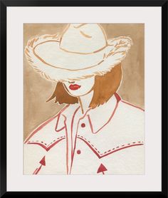 a painting of a woman wearing a cowboy hat