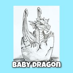 a baby dragon hatched in an egg with the words baby dragon written below it