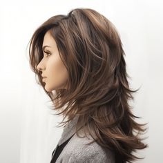 Wispy Feathered Layers Long Bangs And Layers, Feathery Bob, Feather Layer Haircut, Feathered Hairstyles Medium, Feathered Haircut, Easy Homecoming Hairstyles, Feathered Layers, Feather Cut, Feathered Hair