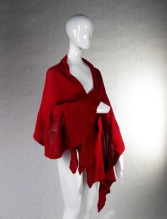 Red Wrap Woolen Shawl Women's Merino Scarf by deliriumkredens Elegant Soft Knit Solid Color Cardigan, Formal Winter Pashmina Shawl, Knit Shawl Wrap For Winter, Elegant Knitted Solid Color Cardigan, Winter Knit Wraps One Size, Elegant Merino Wool Scarves For Fall, Elegant Merino Wool Scarf For Fall, Cashmere Wrap, One Size, For Winter, One Size Cashmere Wrap For Winter