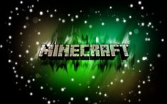 the word minecraft is displayed in front of a green background with snow flakes