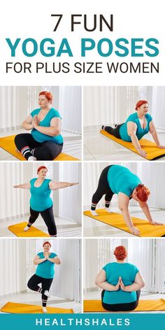 a woman doing yoga poses for plus size women