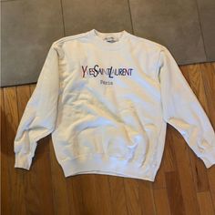 Yves Saint Laurent. Vintage Sweatshirt Ysl Sweatshirt, Saint Laurent Vintage, Vintage Ysl, Vintage Sweatshirt, Vintage Tops, Yves Saint Laurent, Saint Laurent, Color White, Womens Tops