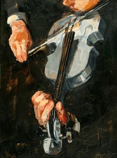 a painting of a man holding a violin