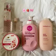 Fruity Scented Shower Routine, Eos Jasmine Peach Combo, Eos Pomegranate Raspberry Combo, Female Essentials, Eos Lotion, Scent Combos, Pink Fragrance