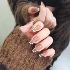 Fake Nails Long, French Manicure Designs, Nail Art Tips, Cloud Pattern, Nagel Tips, French Acrylic Nails, Fake Nails With Glue, Ballerina Nails, Uñas Acrilicas