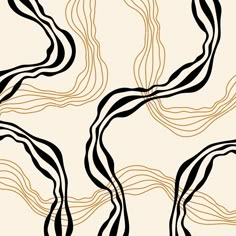 an abstract black and white pattern with wavy lines in the center, on a beige background