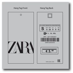 a tag with the word zara on it and an image of a barcode