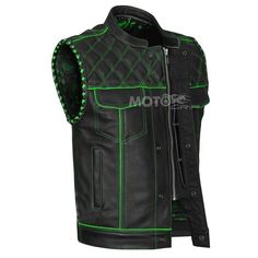 New! Men's Black Leather Vest Diamond Motorbike Motorcycle Concealed Green Waistcoat was just added to eBay. Check it out! #eBay #eBaySeller Black Leather Punk Outerwear, Fitted Biker Jacket For Spring Outdoor, Fitted Leather Jacket With Pockets For Motorcycling, Fitted Leather Jacket With Pockets For Biker Events, Green Biker Leather Jacket For Winter, Green Biker Outerwear For Winter, Green Biker Style Winter Outerwear, Green Winter Biker Outerwear, Spring Biker Vest In Black