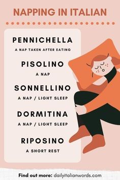 a poster with the words napping in italian