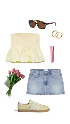 Pastel Sunglasses, Adidas Sambas, Yellow Pastel, Outfit Layout, Looks Party, Fit Ideas