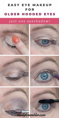 Senior Makeup Older Women, Best Eye Cream For Hooded Eyes, Makeup For Droopy Eyelids, Hooded Eyes Tutorial, Eyeshadow For Hooded Eyes, Woman With Blue Eyes, Droopy Eyelids, Hooded Eye Makeup Tutorial, Hazel Eye Makeup