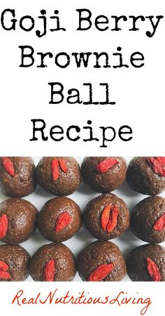 goji berry brownie ball recipe with text overlay