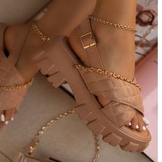 Spring Autumn Open Toe Sandals Casual · KoKo Fashion · Online Store Powered by Storenvy Fancy Sandals, Pretty Sandals, Modern Sandals, Cute Shoes Heels, Fashion Shoes Heels, Shoes Outfit Fashion, Women Platform Shoes, Leather Gladiator Sandals, Fashion Slippers