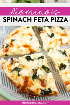 spinach flatbread pizza with text overlay