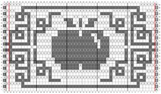 a cross stitch pattern with squares in grey and red, on a white background that has the